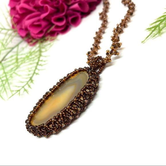 VINTAGE⚜️GENUINE GEODE Glass Beaded Choker Necklace - Picture 4 of 10